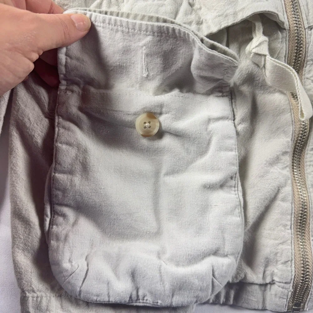 Abercrombie &‎ Fitch Womens XS Beige Utility Jacket Full Zip Drawstring Waist